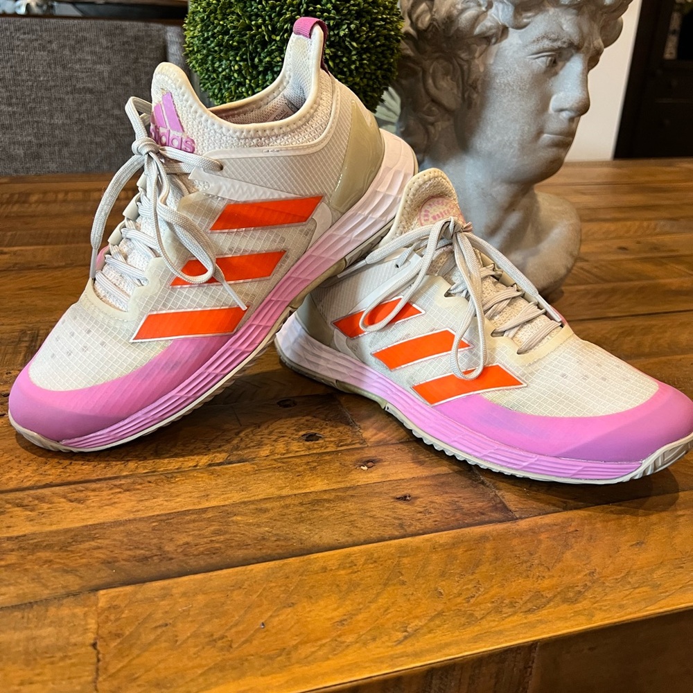 Adidas Women's Cream, Orange, and Pink Court Shoes